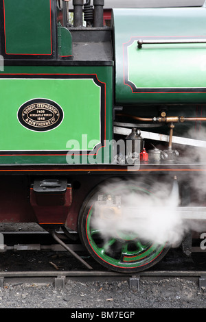 Locomotiva a vapore che mostra targhetta del costruttore e lattine di olio, Tanfield Railway, Gateshead. Foto Stock