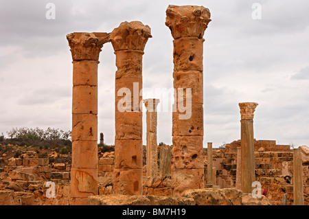 Libia : resti della Fontana e della Statua di Flavio Tuilus Foto Stock