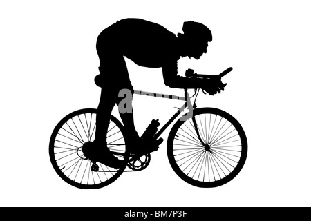 Silhouette di un uomo di una bicicletta Foto Stock