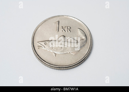 Icelandic krona coin Foto Stock