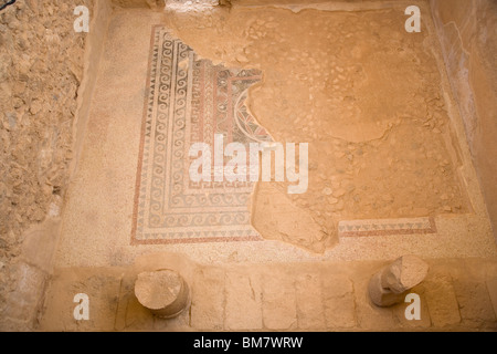 Western Palace mosaici sul pavimento a Masada - Israele Foto Stock