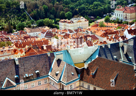 Bird-eye vista del centro storico di Praga Foto Stock