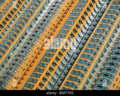 Frammento di una facciata del Politecnico hall di residenza in Kowloon, Hong Kong Foto Stock