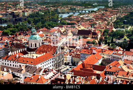 Bird-eye vista del centro storico di Praga Foto Stock