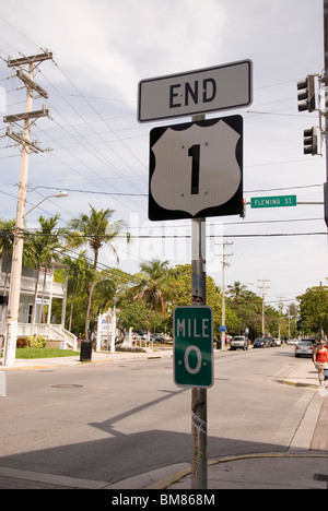 Fine della US Highway One Key West Florida USA Foto Stock