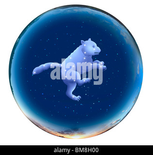 Immagine del segno di astrologia, Orsa Maggiore, sfondo bianco Foto Stock