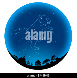 Immagine del segno di astrologia, Orsa Maggiore, sfondo bianco Foto Stock