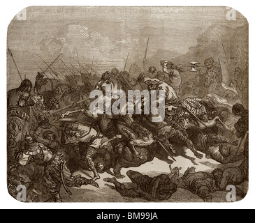In 732, la battaglia di Tours anche chiamato Battaglia di Poitiers e in arabo, Battaglia di corte dei martiri. Foto Stock