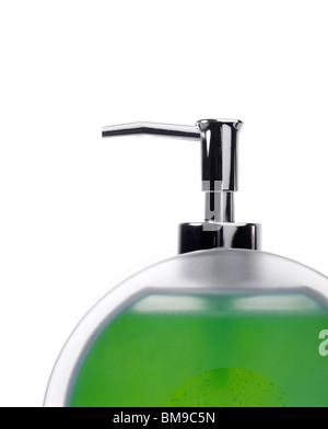 Erogatore a pompa con verde sapone liquido Foto Stock