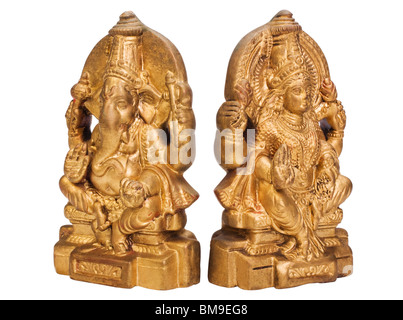 Figurine di dea Lakshmi e signore Ganesha Foto Stock