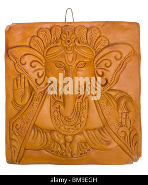 Signore Ganesha incisa su un blocco di legno Foto Stock