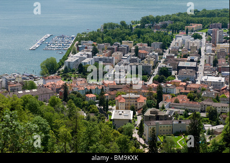 Vista aerea di Locarno, Svizzera Foto Stock