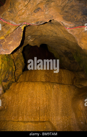 Roccia calcarea formazione nella grotta Goughs Cheddar Gorge Somerset Inghilterra Foto Stock