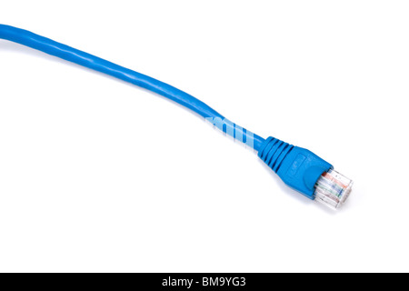 Blu spina di rete isolato su sfondo bianco Foto Stock