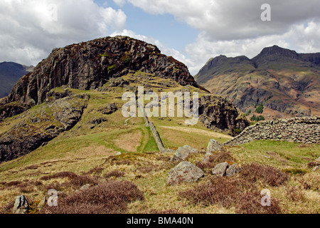 Il luccio laterale su Lingmoor è sceso vicino grande Langdale, Cumbria. Foto Stock