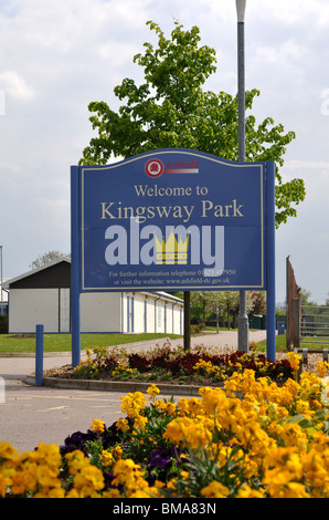 Kingsway Park segno, Kirkby in Ashfield, Nottinghamshire, England, Regno Unito Foto Stock