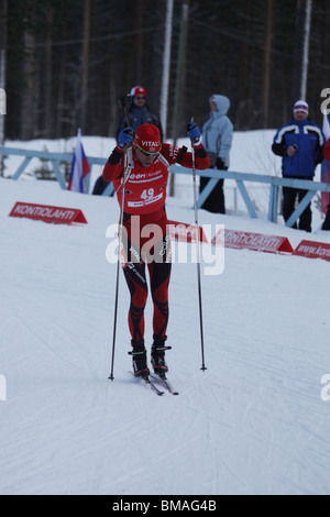 Emil Hegle Svendsen Norvegia uomini 10km Sprint IBU Coppa del Mondo di Biathlon Kontiolahti Finlandia 14 marzo 2010 Foto: ROB WATKINS Foto Stock