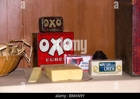 Prodotti per uso domestico in una riproduzione di un inizio del XX secolo il negozio di drogheria interno, Portland Basin Museum, Ashton Under Lyne Foto Stock