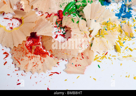 Matita shaveing dalla mia vecchia borsa scuola Foto Stock