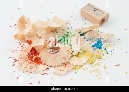 Matita shaveing dalla mia vecchia borsa scuola Foto Stock