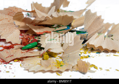 Matita shaveing dalla mia vecchia borsa scuola Foto Stock