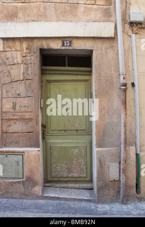 Francese antico porta a Marsiglia, casa numero 13 Foto Stock