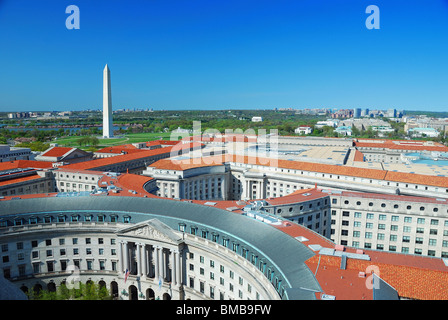 Washington DC vista aerea con il Monumento a Washington e architettura storica. Foto Stock