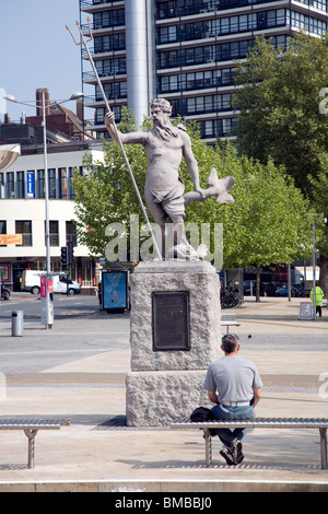 Statua di Nettuno, Central Promenade, Bristol Foto Stock