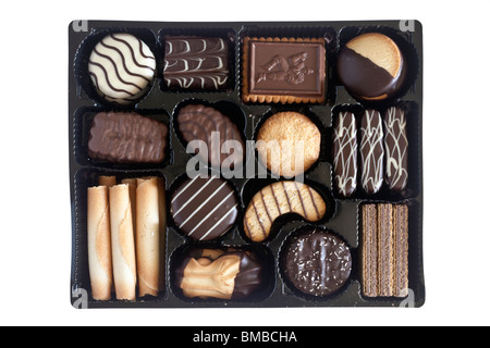 Nero vassoio di plastica mista ricoperti di cioccolato biscotti Foto Stock