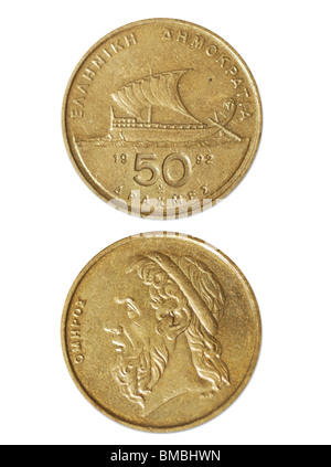 50 Drachmen antica Grecia denaro Foto Stock