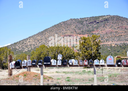 Cassette postali nelle zone rurali in Arizona, Stati Uniti d'America Foto Stock