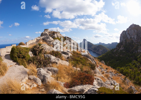 Formentor penisola a nord est di Maiorca dal Mirador des Colomer Mallorca Spagna Europa Foto Stock