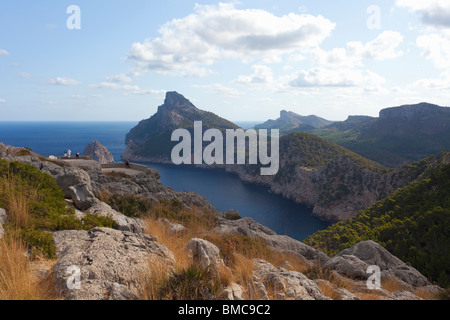 Formentor penisola a nord est di Maiorca dal Mirador des Colomer Mallorca Spagna Europa UE Foto Stock