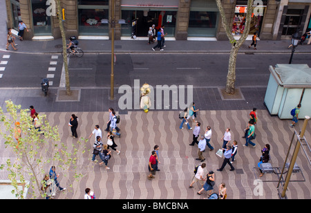 LAS RAMBLAS BARCELONA prelevati dalla parte superiore della costruzione Foto Stock