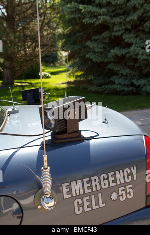 Licenza automatica lettore di piastra montata su un tronco di un Nebraska membro pattuglia di polizia interceptor Ford Crown Victoria. Foto Stock