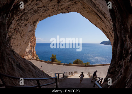 Arta ingresso delle grotte Canyamel Maiorca Mallorca Spagna Europa UE Foto Stock