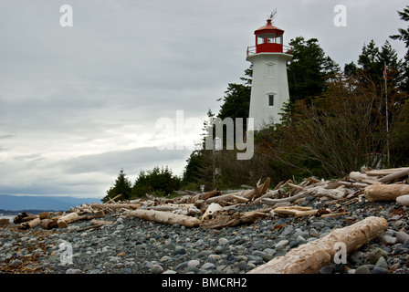 Cape Mudge faro di South End Isola Quadra BC Foto Stock