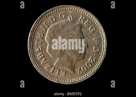 Fake UK 2002 una libbra di moneta complementare che mostra un terzo ritratto con difetti evidenti 1/2 Foto Stock