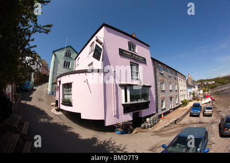 Regno Unito, Inghilterra, Devon, Dittisham, Ferry Boat Inn affacciato sul fiume Dart, fisheye un ampio angolo di visione Foto Stock