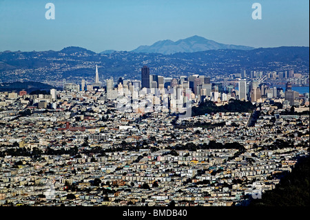 Vista aerea sopra skyline di San Francisco Mount Diablo California Foto Stock