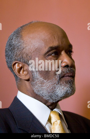 Presidente haitiano Rene Preval. Foto Stock