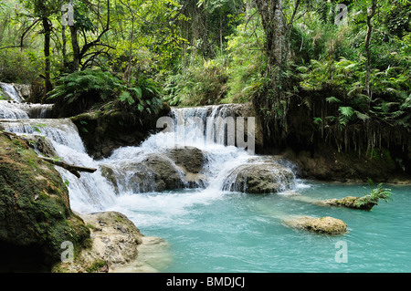 La TAT European Airlines cascate di Kuang Si, Luang Prabang, Louangphabang Provincia, Laos Foto Stock