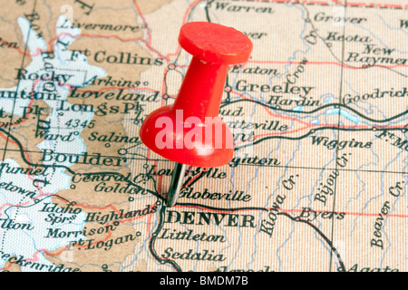 Mappa di Denver. Denver su una mappa da 1963 Foto Stock