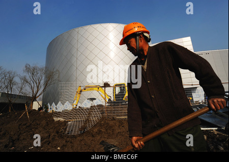 Stati Uniti d'America Pavilion in costruzione nella zona C, 2010 Shanghai World Expo Park, Pudong, Shanghai, Cina Foto Stock