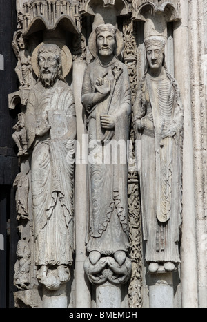 Sculture la cattedrale di Chartres Chartres, Francia Foto Stock