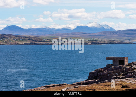 Il Cove batteria costiera a Rubha nan Sasan, parte del Loch pecora difese, Loch pecora, Wester Ross, Highland, Scotland, Regno Unito. Foto Stock