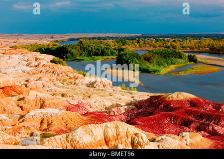 La vista magnifica del Parco Wucaitan, Burqin County, prefettura degli Altai, Xinjiang Uyghur Regione autonoma, Cina Foto Stock