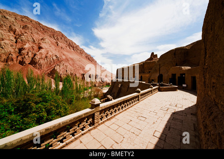 Bezeklik mille Buddha Grotte, città Turpan, Prefettura di Turpan, Xinjiang Uyghur Regione autonoma, Cina Foto Stock