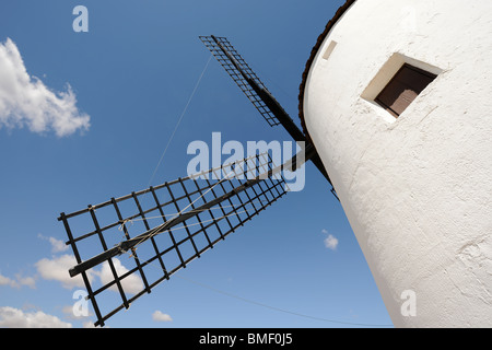 Il mulino a vento di dettaglio, Mota Del Cuervo, Provincia Cuenca, Castilla la Mancha, in Spagna Foto Stock