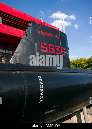 Il sommergibile Argonaut in mostra a Parc de la Villette, Parigi, Francia Foto Stock